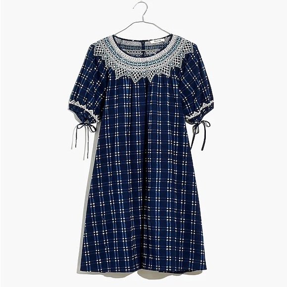 MADEWELL Embroidered Puff-Sleeve Babydoll DRESS - Picture 10 of 10